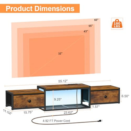 Floating TV Stand, Floating Entertainment Center for TVs up to 60", view 3