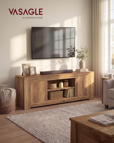 VASAGLE TV Stand, Farmhouse Entertainment Center with Storage Cabinets, view 4