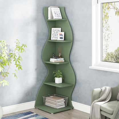Corner Shelf, Modern 5-Tier Wall Corner Bookshelf, view 4