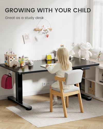 Low Height Adjustable Desk, Lifts 18.9-28.4 Inches, 40 X 24 Inches Electric Standing Desk for Kids, 4 Height Memory Settings & Storage Hooks, Home Office Computer Table & Study Desk, Black