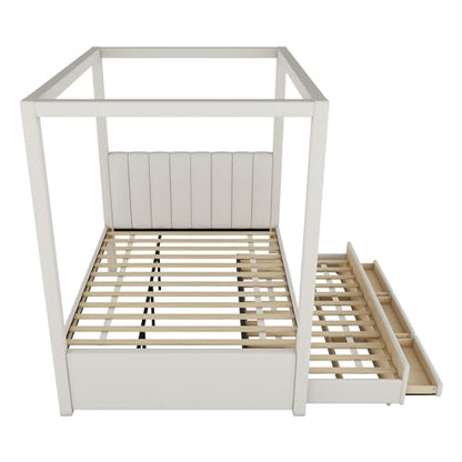 Full Size Upholstery Canopy Platform Bed Frame for Boys Girls Kids Adults, view 7