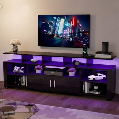 75 Inch LED TV Stand for Living Room, Modern Entertainment Center, view 3