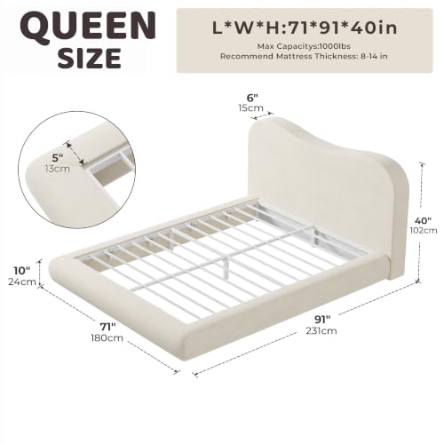 AirFrame Queen Upholstered Bed Frame with Camelback Curved Headboard, view 3