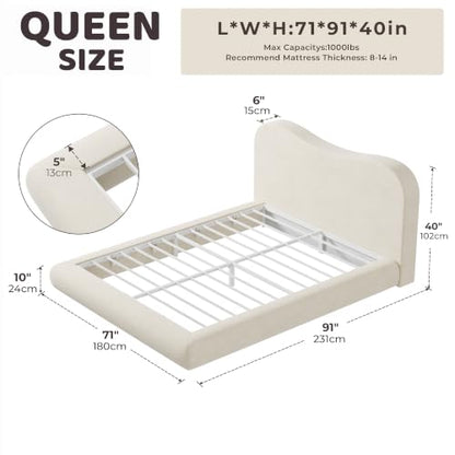 AirFrame Queen Upholstered Bed Frame with Camelback Curved Headboard, view 3
