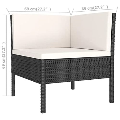 9 Piece Patio Lounge Set with Cushions Poly Rattan Black Outdoor Sectional Sofa PE Wicker Garden Furniture Modular Seating for Backyard Poolside Deck