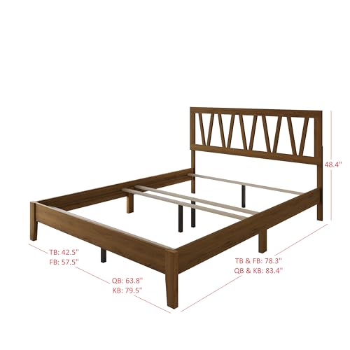 Gadsden Full Wood Panel Bed Frame, Brown, view 3