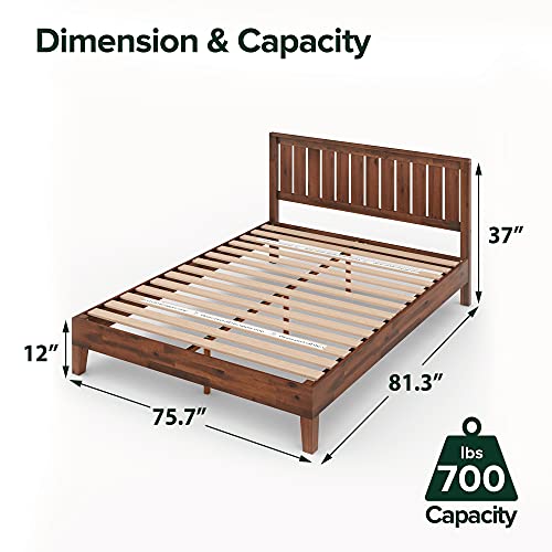 Zinus Vivek Deluxe Wood Platform Bed Frame with Headboard, King, view 3
