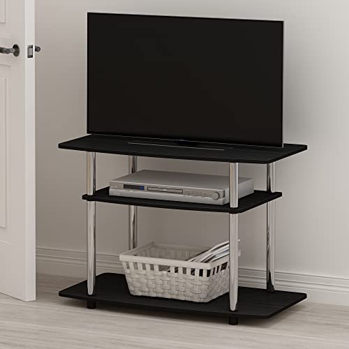 Turn-N-Tube No Tools 3-Tier Entertainment Center TV Stand for TV up to 32 Inch, Stainless Steel Tubes, Americano/Chrome