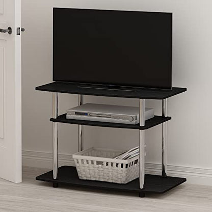 Turn-N-Tube No Tools 3-Tier Entertainment Center TV Stand for TV up to 32 Inch, Stainless Steel Tubes, Americano/Chrome