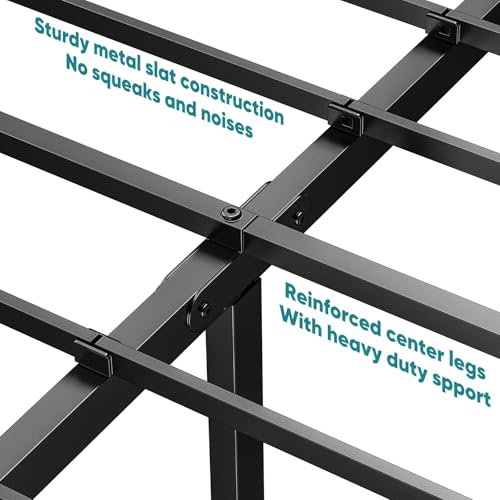 Heavy Duty Black Metal Bed Frame with Storage, view 6
