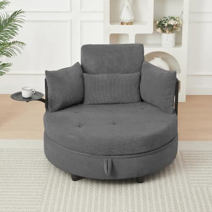 Oversized Chaise Lounge Chair Indoor with Hidden Storage & 270° Rotating Side, view 2