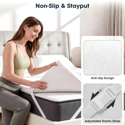 3 Inch Gel Memory Foam Mattress Topper Queen Size High Density Cooling Pad, view 4