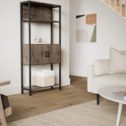 Best Choice Products 4-Tier Bookshelf, Tall Bookcase, Wood Storage Cabinet for Living Room, Bedroom, Entryway, Home Office w/Cabinet, Enclosed Storage, Shelf Space, Metal Sturdy Frame - Dark Walnut