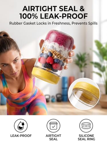6-pack 16 oz Overnight Oats Containers with Lids, view 6