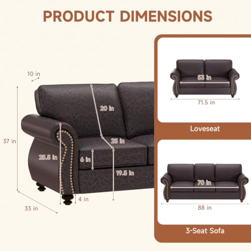 2 Pieces Modular Loveseat Couch & 3-Seat Sofa Set for Living Room, view 3