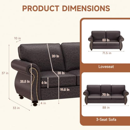 2 Pieces Modular Loveseat Couch & 3-Seat Sofa Set for Living Room, view 3