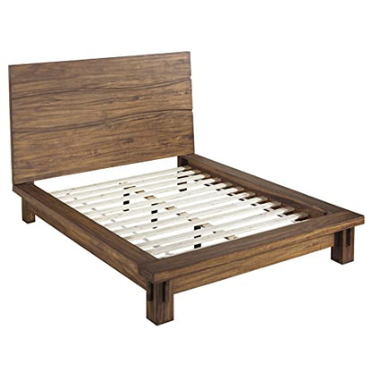 Solid Wood Platform Bed, California King, Ocean - Natural Sengon