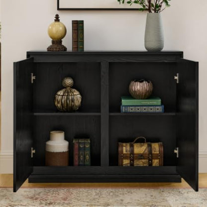 Narrow Sideboard Buffet Storage Cabinet with Solid Wood Doors, view 6