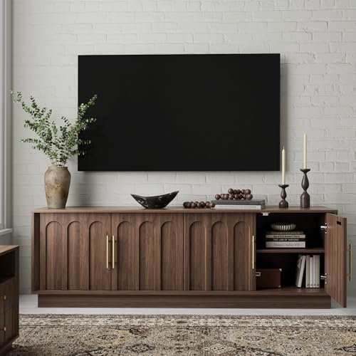 67" Mid Century Modern TV Stand for 75 Inch TV, Walnut, view 7