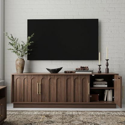 67" Mid Century Modern TV Stand for 75 Inch TV, Walnut, view 7