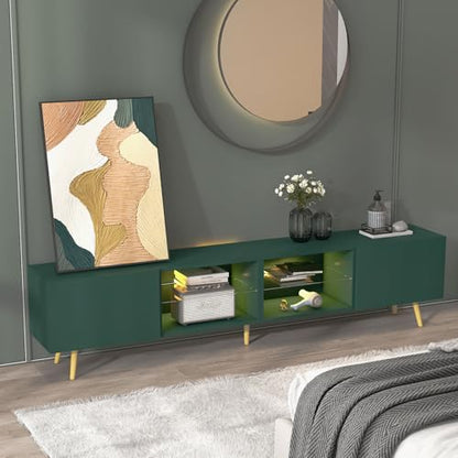 86" LED TV Stand, Modern Entertainment Center for 75" TV, Green, view 4