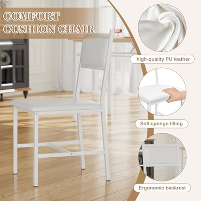 Dining Table Set for 4 with Chairs, 5-Piece Kitchen Table and Upholstered Padded Chairs Set for Small Space, Dining Room, Apartment, Natural White