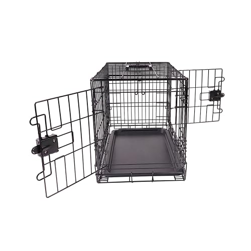 Portable, Foldable Metal Wire Dog Crate with Removable Tray, Double Door, view 4