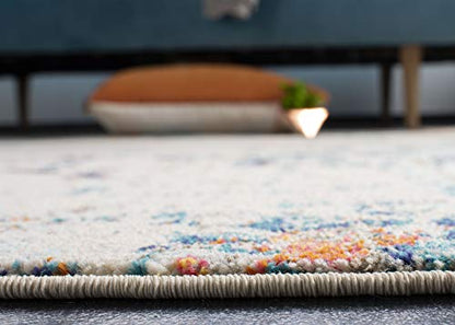 SAFAVIEH Madison Collection Area Rug - 9' x 12', Cream & Orange, Modern Abstract Design, Non-Shedding & Easy Care, Ideal for High Traffic Areas in Living Room, Bedroom (MAD478B)