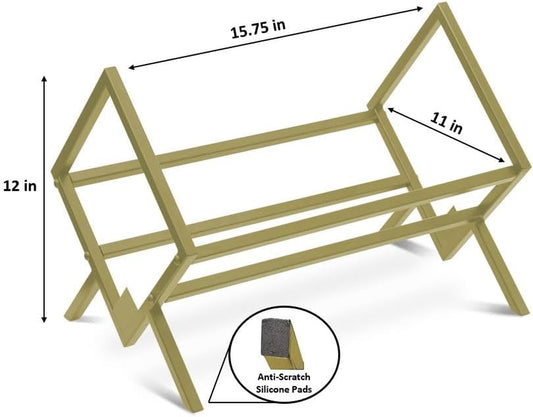 Record Storage Holder - Vinyl Record Holder Stand 80-100 LP - Vinyl Record Storage Rack - Quick Assebmly with Divider Support Bar - Organize Albums, Book, Magazine, File (Gold 1 Tier)