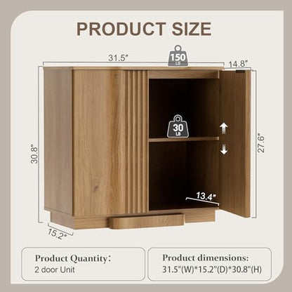 Fluted Buffet Cabinet with Storage, 31.5" Accent Sideboard Credenza, view 3