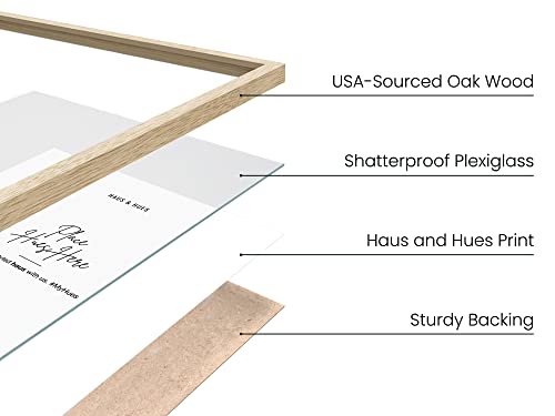Beige Oak Wood 9x12 Picture Frame - Modern Wood Wall Art Display - Lightweight 9x12 Frame for Art Prints, Photos, Posters - Ready-to-Hang Vertically & Horizontally