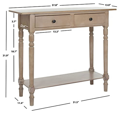 SAFAVIEH Home Collection – Rosemary Vintage Grey Console Table with Drawers & Shelf, Classic Contemporary Storage Console, Turned Leg Design (AMH5705A)