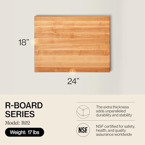 John Boos R-Board Series Rectangular Wooden Maple Cutting Board 24”x18” – 1.5”, view 4