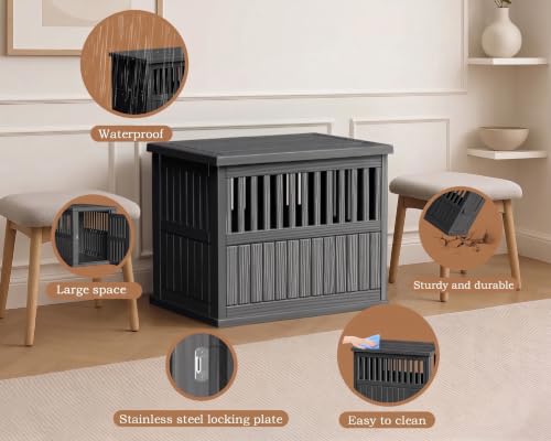 29.65 Inch Small Dog Crate Furniture, Black, view 6