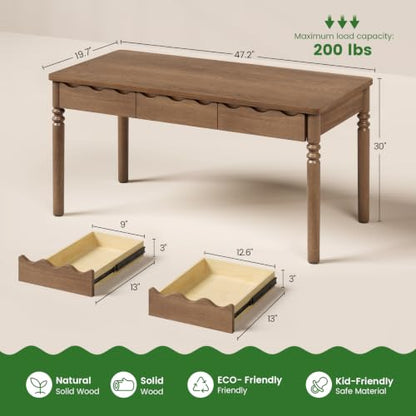 Solid Pine Wood Computer Desk, view 3