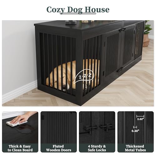 72" Double Dog Crate, Heavy Duty Dog Kennel Indoor for 2 Large Dogs, view 6