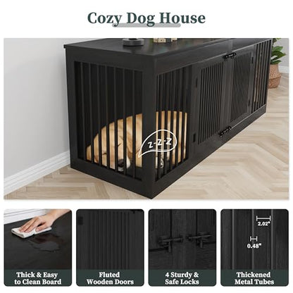 72" Double Dog Crate, Heavy Duty Dog Kennel Indoor for 2 Large Dogs, view 6