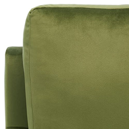 SAFAVIEH Home Collection Kye Mid-Century Modern Olive Green Velvet Accent Chair (Fully Assembled)