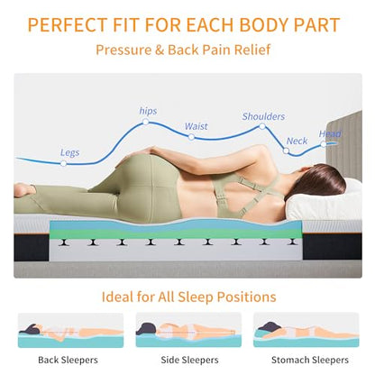King Mattress for Back Pain Relief, 10 Inch Cooling Gel Memory Foam, view 5