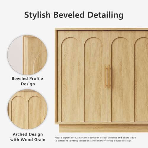 31.5" Sideboard Buffet Cabinet with Storage,Oak, view 4