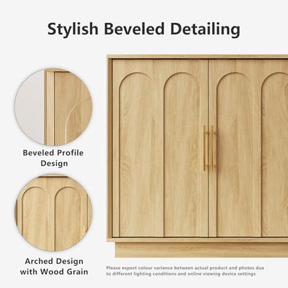 31.5" Sideboard Buffet Cabinet with Storage,Oak, view 4