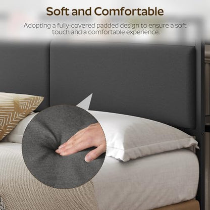 Queen Headboard Only with Storage, Upholstered Head Board with Charging Station, view 5