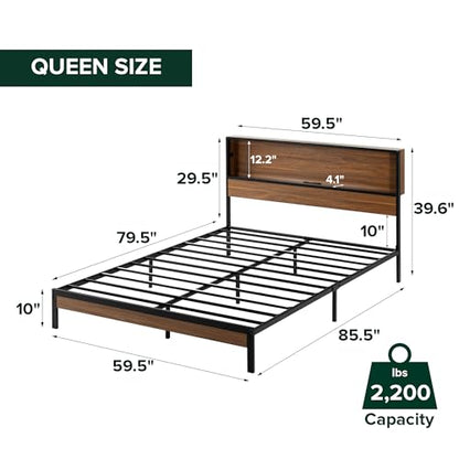 Kai Platform Bed Frame, RGB LED Lights, USB Charging Station, Queen, view 3