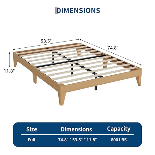 Solid Wood Platform Bed with Support Legs, view 3