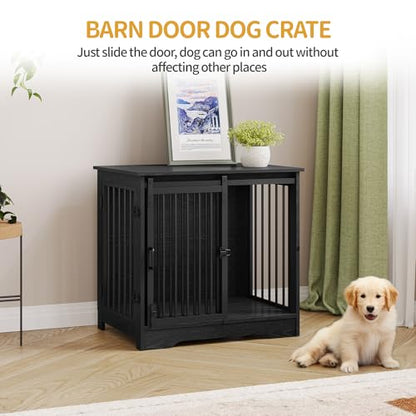 27.2" S Dog Crate Furniture Indoor Dog Kennel with Barn Door, view 8