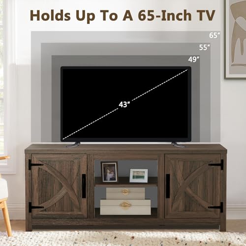 TV Stand for 65 Inch TVs, Farmhouse Entertainment Center with Storage, view 4