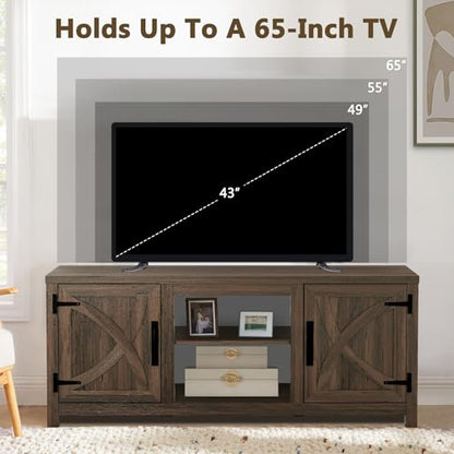 TV Stand for 65 Inch TVs, Farmhouse Entertainment Center with Storage, view 4