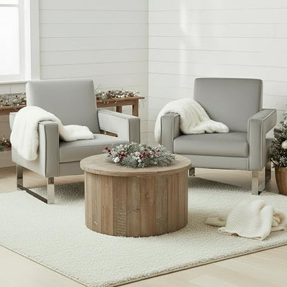 Velvet Accent Chair Set of 2, Modern Grey Accent Chair for Living Room, Upholstered Living Room Chair for Home Office, Stainless Steel Sliver Base