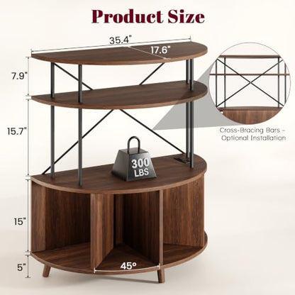 Large Record Player Stand with Power Outlets, 35.4" Turntable Stand, view 3