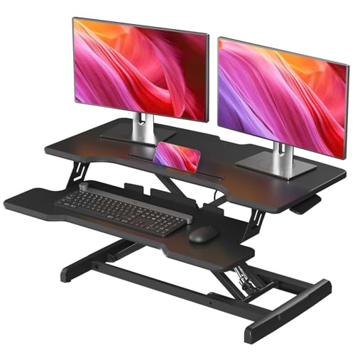 32" Standing Desk Converter, Quick Sit to Stand Desk Riser, view 2